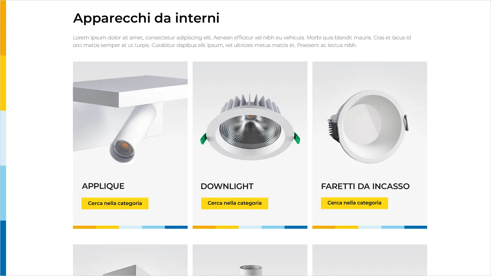 Il sito ReeR Lighting: pagina apparecchi da interno