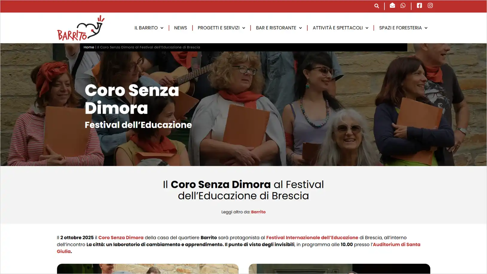 Articolo sul Coro Senza Dimora del barrito